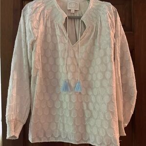 Sail to Sable Cream 3/4 Sleeve Tie Front Blouse